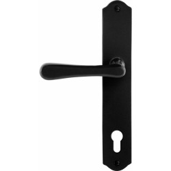 GPF6240600262-22 SMEEDIJZER ZWART, PAJU DEURKRUK OP SCHILD SMEEDIJZER ZWART 238X41X4MM LINKS-/RECHTSWIJZEND