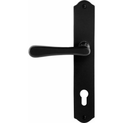 GPF6240600252-22 SMEEDIJZER ZWART, PAJU DEURKRUK OP SCHILD SMEEDIJZER ZWART 238X41X4MM LINKS-/RECHTSWIJZEND