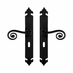 GPF6200600101-25 SMEEDIJZER ZWART, KERA DEURKRUK OP LANGSCHILD SMEEDIJZER ZWART 291X41X4 MM