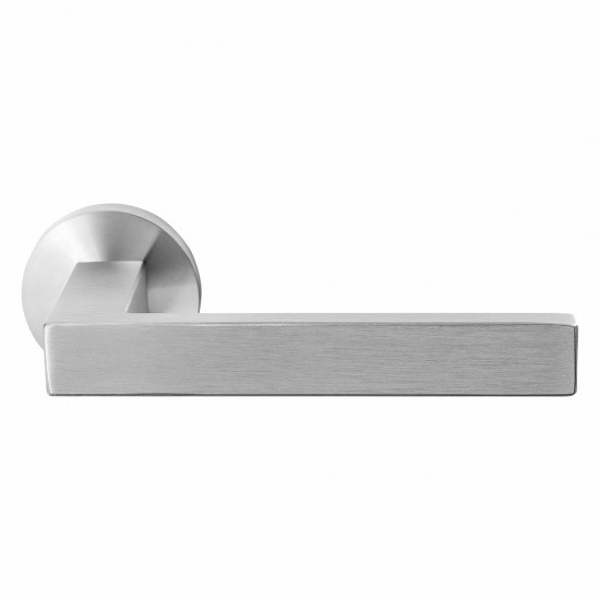 GPF1308.00 ZIKA DEURKRUK OP RONDE ROZET RVS GEBORSTELD, 50X8MM GPF1308.00 ZIKA DEURKRUK OP RONDE ROZET RVS GEBORSTELD, 50X8MM