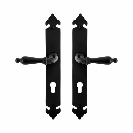 GPF6215.60 SMEEDIJZER ZWART MUKI DEURKRUK OP LANGSCHILD PC72, 291X41X4