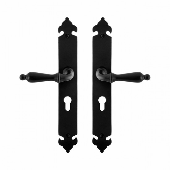 GPF6215.60 SMEEDIJZER ZWART MUKI DEURKRUK OP LANGSCHILD PC55, 291X41X4