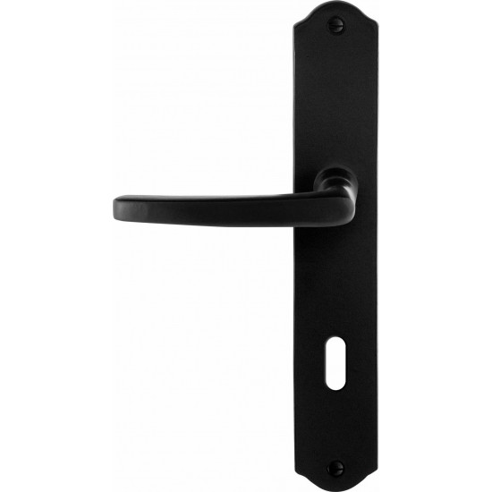 GPF6230.60L/R SMEEDIJZER ZWART ENO DEURKRUK OP SCHILD BB72, 238X41X4MM