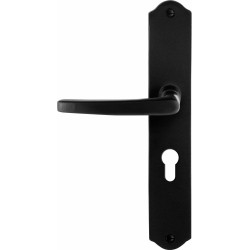 GPF6230600232-22 SMEEDIJZER ZWART, ENO DEURKRUK OP SCHILD SMEEDIJZER ZWART 238X41X4MM LINKS-/RECHTSWIJZEND