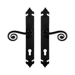 GPF6200600152-25 SMEEDIJZER ZWART, KERA DEURKRUK OP LANGSCHILD SMEEDIJZER ZWART 291X41X4 MM