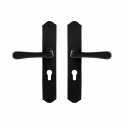 GPF6240600132-22 SMEEDIJZER ZWART, PAJU DEURKRUK OP SCHILD SMEEDIJZER ZWART 238X41X4 MM