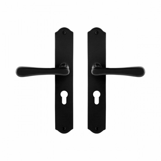 GPF6240.60 SMEEDIJZER ZWART PAJU DEURKRUK OP SCHILD PC55, 238X41X4MM