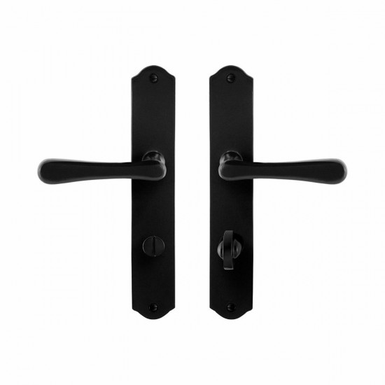 GPF6240.60 SMEEDIJZER ZWART PAJU DEURKRUK OP SCHILD WC72/8, 238X41X4MM