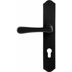 GPF6240600242-22 SMEEDIJZER ZWART, PAJU DEURKRUK OP SCHILD SMEEDIJZER ZWART 238X41X4MM LINKS-/RECHTSWIJZEND