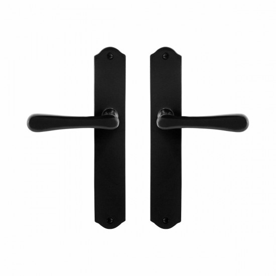 GPF6240.60 SMEEDIJZER ZWART PAJU DEURKRUK OP SCHILD BLIND, 238X41X4 MM