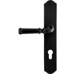 GPF6220600242-22 SMEEDIJZER ZWART, MERI DEURKRUK OP SCHILD SMEEDIJZER ZWART 238X41X4MM LINKS-/RECHTSWIJZEND