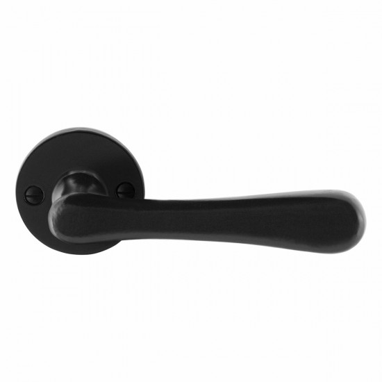 GPF6240.00 SMEEDIJZER ZWART PAJU DEURKRUK OP RONDE ROZET, 53X5MM