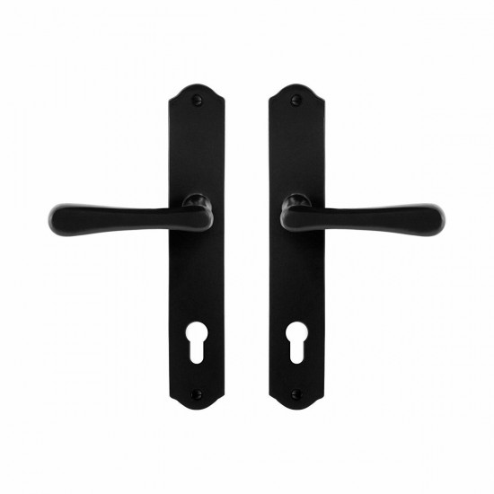 GPF6240.60 SMEEDIJZER ZWART PAJU DEURKRUK OP SCHILD PC85, 238X41X4MM