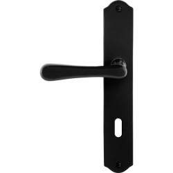 GPF6240600211-22 SMEEDIJZER ZWART, PAJU DEURKRUK OP SCHILD SMEEDIJZER ZWART 238X41X4MM LINKS-/RECHTSWIJZEND