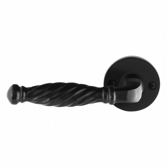 GPF6225.00L/R SMEEDIJZER ZWART TULI DEURKRUK OP RONDE ROZET, 53X5MM