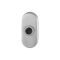 GPF982604400 RVS GEBORSTELD, BELDRUKKER OVAAL 70X32X10MM MET ZWARTE BUTTON