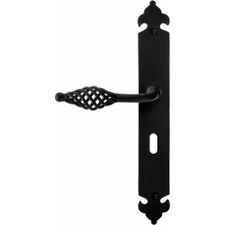 GPF6265600201-25 SMEEDIJZER ZWART, TANE DEURKRUK OP LANGSCHILD SMEEDIJZER ZWART 291X41X4MM LINKS-/RECHTSWIJZEND