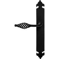 GPF6265600200-25 SMEEDIJZER ZWART, TANE DEURKRUK OP LANGSCHILD SMEEDIJZER ZWART 291X41X4MM LINKS-/RECHTSWIJZEND