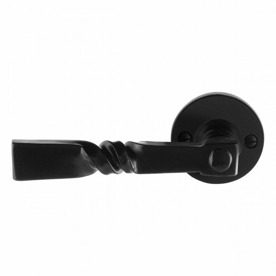 GPF6245.00L/R SMEEDIJZER ZWART NOKKA DEURKRUK OP RONDE ROZET, 53X5MM