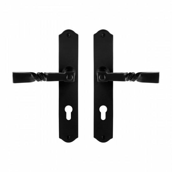 GPF6245.60 SMEEDIJZER ZWART NOKKA DEURKRUK OP SCHILD PC72, 238X41X4MM