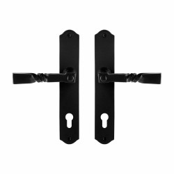 GPF6245600152-22 SMEEDIJZER ZWART, NOKKA DEURKRUK OP SCHILD SMEEDIJZER ZWART 238X41X4 MM