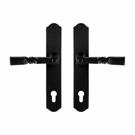 GPF6245.60 SMEEDIJZER ZWART NOKKA DEURKRUK OP SCHILD PC92, 238X41X4MM