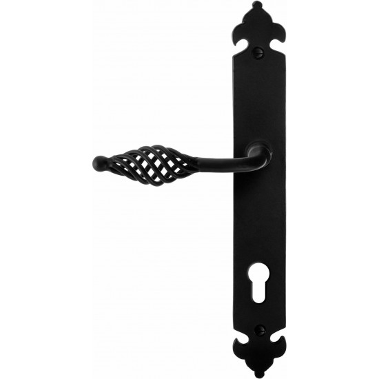 GPF6265.60L/R SMEEDIJZER ZWART TANE DEURKRUK OP LANGSCHILD PC85, 291X4