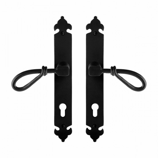 GPF6255.60 SMEEDIJZER ZWART SULA DEURKRUK OP LANGSCHILD PC85, 291X41X4