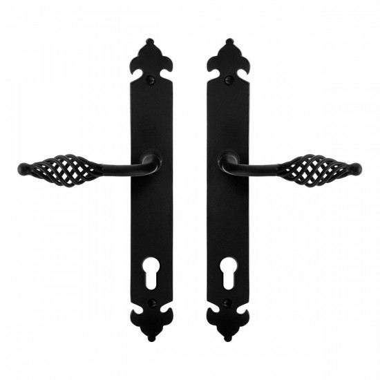 GPF6265.60 SMEEDIJZER ZWART TANE DEURKRUK OP LANGSCHILD PC92, 291X41X4