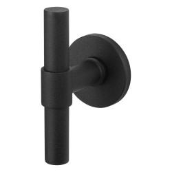 GPF8238610400-05 ZWART, HIPI DEUX KRUISKNOP VAST INCL. KNOPVASTZETTER OP RONDE ROZET 50X6MM