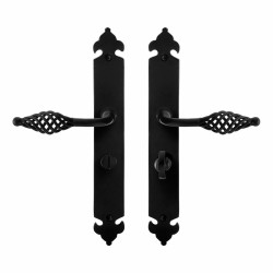 GPF6265600883-25 SMEEDIJZER ZWART, TANE DEURKRUK OP LANGSCHILD SMEEDIJZER ZWART 291X41X4 MM