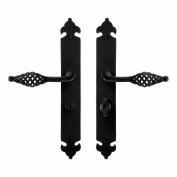 GPF6265600884-25 SMEEDIJZER ZWART, TANE DEURKRUK OP LANGSCHILD SMEEDIJZER ZWART 291X41X4 MM