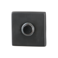 GPF9826024P1 PVD ANTRACIET, BELDRUKKER VIERKANT 50X50X8MM MET ZWARTE BUTTON