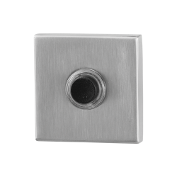 GPF982602400 RVS GEBORSTELD, BELDRUKKER VIERKANT 50X50X8MM MET ZWARTE BUTTON