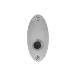 GPF982603400 RVS GEBORSTELD, BELDRUKKER OVAAL 80X38X2MM MET ZWARTE BUTTON