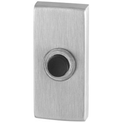 GPF982601400 RVS GEBORSTELD, BELDRUKKER RECHTHOEKIG 70X32X10 MM MET ZWARTE BUTTON
