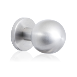 GPF982209400 RVS GEBORSTELD, KOGEL VOORDEURKNOP 63MM OP ROZET 63MM RVS GEBORSTELD