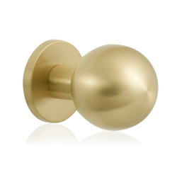 GPF9822P4400 PVD MAT MESSING, KOGEL VOORDEURKNOP 63MM OP ROZET 63MM