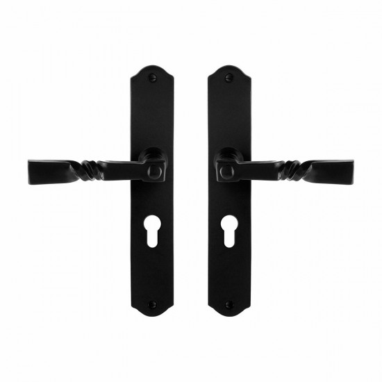 GPF6245.60 SMEEDIJZER ZWART NOKKA DEURKRUK OP SCHILD PC55, 238X41X4MM