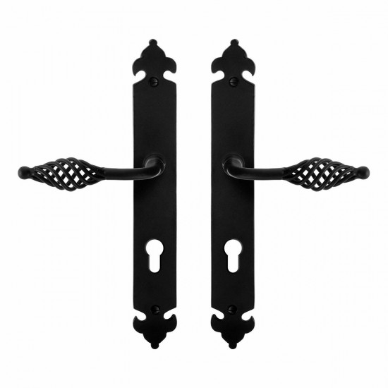 GPF6265.60 SMEEDIJZER ZWART TANE DEURKRUK OP LANGSCHILD PC72, 291X41X4