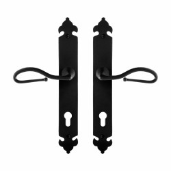 GPF6260600152-25 SMEEDIJZER ZWART, LUMI DEURKRUK OP LANGSCHILD SMEEDIJZER ZWART 291X41X4 MM