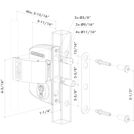 Locinox Anti-Paniekslot 40-60 met PUSH knop - RAL9010 Locinox Anti-Paniekslot 40-60 met PUSH knop - RAL9010