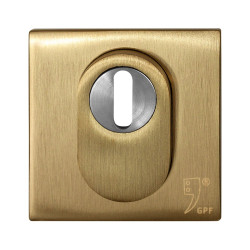 GPF9387P4O199 PVD MAT MESSING, GPF9387.P4 VEILIGHEIDSBUITENROZET VIERKANT 54 MM SKG*** MET KERNTREK