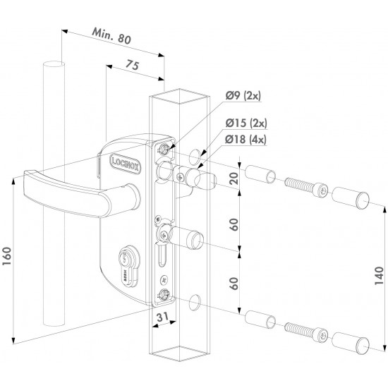 LOCINOX POLYAMIDE OPBOUW TUINPOORTSLOT LAKZP1 LOCINOX POLYAMIDE OPBOUW TUINPOORTSLOT LAKZP1