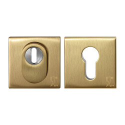 GPF9387P4S199 PVD MAT MESSING, GPF9387.P4 VEILIGHEIDSROZET VIERKANT 54 MM SKG*** MET KERNTREK