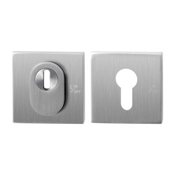 GPF938709S199 RVS GEBORSTELD, GPF9387.09 VEILIGHEIDSROZET VIERKANT 54 MM SKG*** MET KERNTREK RVS GEBORSTELD