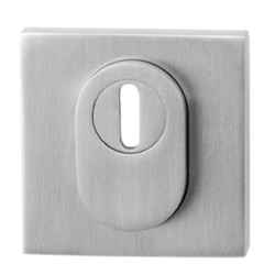 GPF938709O199 RVS GEBORSTELD, GPF9387.09 VEILIGHEIDSBUITENROZET VIERKANT 54 MM SKG*** MET KERNTREK RVS GEBORSTELD