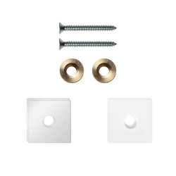 GPF997062EB24 WIT, ENKELE GREEP BEVESTIGINGSSET MET VLAKKE WITTE ROZET 24X24X2MM INCL. 24X24X2MM TRANSPARANTE ONDER ROZET