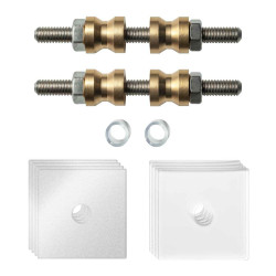 GPF997062DB32 WIT, GLASDEUR SET MET VLAKKE WITTE ROZET 32X32X2MM INCL. 32X32X2MM TRANSPARANTE ONDER ROZET T.B.V. GREPEN MET DUBBELZIJDIGE BEVESTIGING