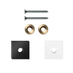 GPF997061EB24 ZWART, ENKELE GREEP BEVESTIGINGSSET MET VLAKKE ZWARTE ROZET 24X24X2MM INCL. 24X24X2MM TRANSPARANTE ONDER ROZET